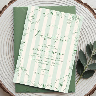 Invitation Parfait Paire Vert Rayures Pear Fête des mariées