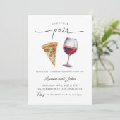 Invitation Parfait Paire Vin Pizza Engagement Partie Douche (Debout devant)