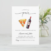 Invitation Parfait Paire Vin Pizza Engagement Partie Douche (Debout devant)