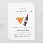 Invitation Parfait Paire Vin Pizza Engagement Partie Douche (Devant / Derrière)