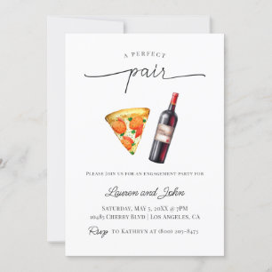 Invitation Parfait Paire Vin Pizza Engagement Partie Douche