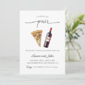 Invitation Parfait Paire Vin Pizza Engagement Partie Douche (Debout devant)
