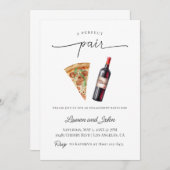Invitation Parfait Paire Vin Pizza Engagement Partie Douche (Devant / Derrière)