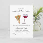Invitation Parfait Paire Vin Pizza Engagement Partie Douche (Debout devant)