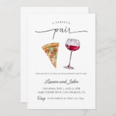 Invitation Parfait Paire Vin Pizza Engagement Partie Douche (Devant / Derrière)