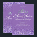 Invitation Parfait Parties scintillant violette, Sweet 16 Inv<br><div class="desc">Parfait Parties scintillant pourpre, Sweet 16 Invitations. Conçu avec des étincelles, une parties scintillant violette et une couronne brillante argentée pour un anniversaire de sweet sixteen glamour. Fabriquée pour des ados spéciaux, cette invitation au 16e anniversaire violet brillant sera une introduction fabuleuse à votre journée spéciale. D'autres fournitures de Sweet...</div>