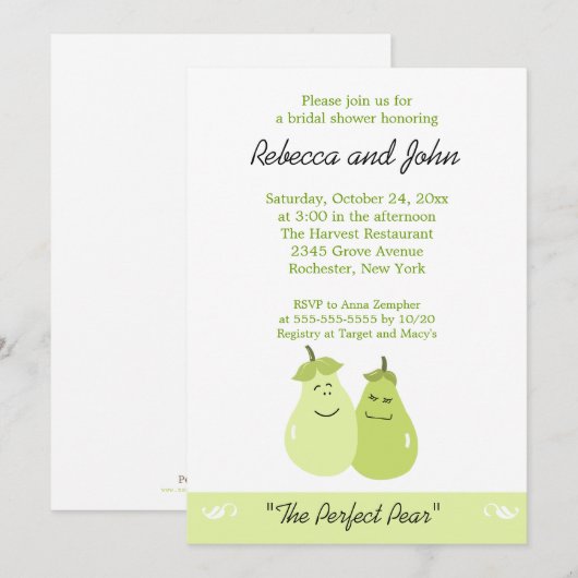 Invitation Parfait Pear 5x7 (Devant / Derrière)