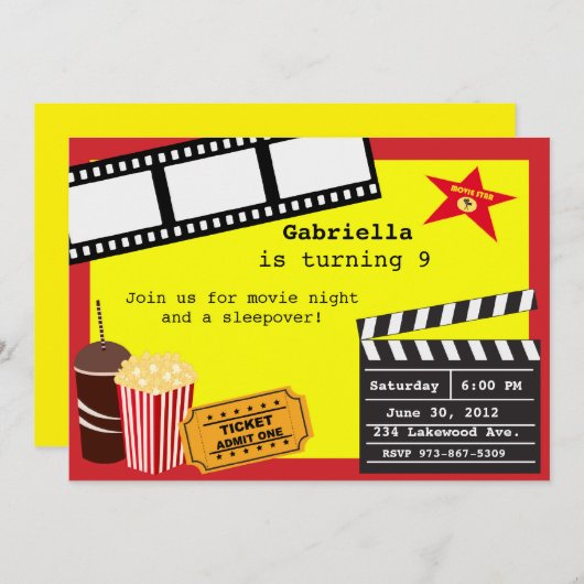 Invitation parfaite de soirée cinéma (Devant / Derrière)