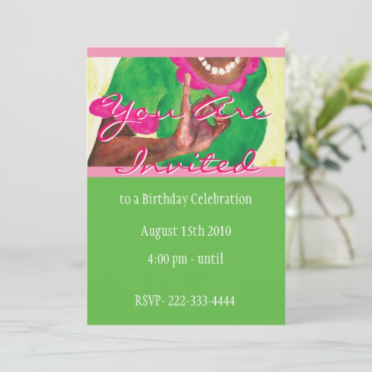 Invitation parfaite rose et vert (Debout devant)