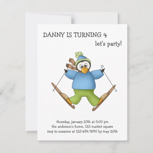 Invitation Parfaitement pingouin ・ Ski (Devant)