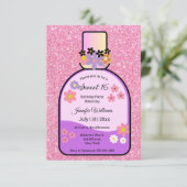 Invitation parfum rétro doux 16 parties scintillant roses flo (Debout devant)
