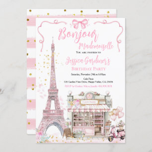 Invitation Paris Anniversaire Bonjour Mademoiselle Pink