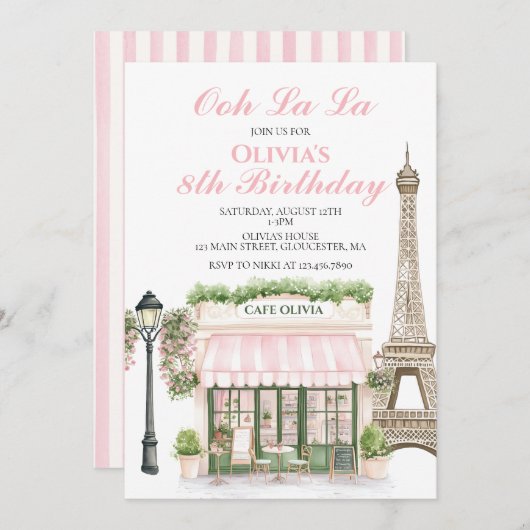 Invitation Paris Anniversaire Café parisien (Devant / Derrière)