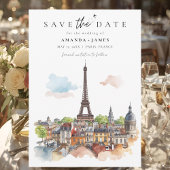 Invitation Paris Aquarelle Skyline Save the Date