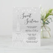 Invitation Paris Argent Parties scintillant Lumières Sweet 16 (Debout devant)