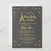 Invitation Paris Baby shower Chalk Gold Tour Eiffel (Devant)