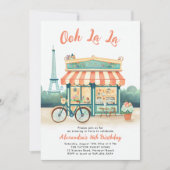 Invitation Paris Bistrot Eiffel Tour Peach Rose Turquoise Swe (Devant)