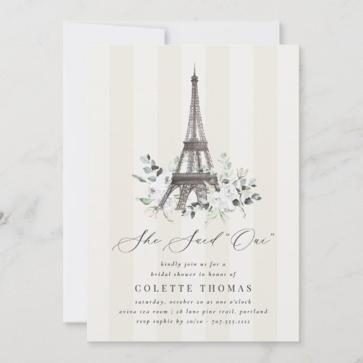 Invitation Paris Bloom | Fête des mariées de code QR Tour Eif (Devant)