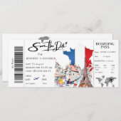 Invitation Paris Boarding Pass Enregistrer le billet Date (Devant / Derrière)