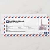 Invitation Paris Boarding Pass Voyage Avion Billet cadeau (Devant)