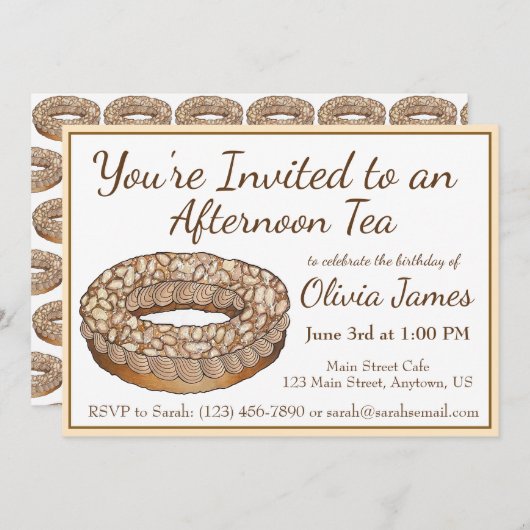 Invitation Paris Brest Pâtisserie Française Après-midi Thé Pa (Devant / Derrière)