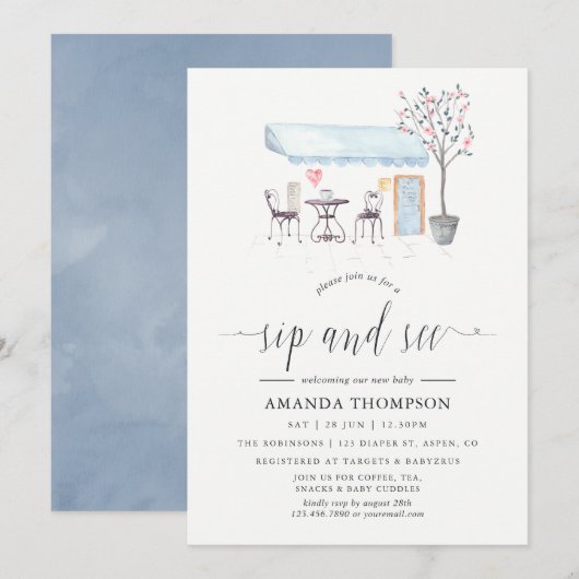 Invitation Paris Café Aquarelle Siroter et voir (Devant / Derrière)