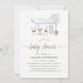 Invitation Paris Café Baby shower aquarelle (Devant)