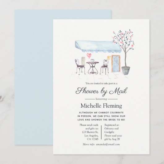 Invitation Paris Café Bébé ou Fête des mariées par la poste (Devant / Derrière)