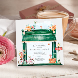 Invitation Paris Café Boulangerie Aquarelle Baby shower Invi