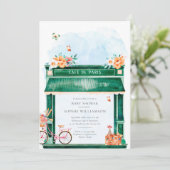 Invitation Paris Café Boulangerie Baby shower aquarelle (Debout devant)