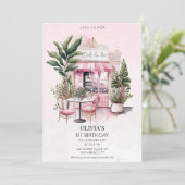 Invitation Paris, café français anniversaire fille (Debout devant)