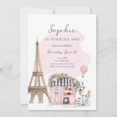 Invitation Paris Café Paris Tea Party Fille Anniversaire (Devant)