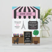 Invitation Paris Café Parisien Tout âge Anniversaire Fête Inv (Debout devant)