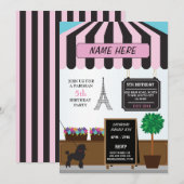 Invitation Paris Café Parisien Tout âge Anniversaire Fête Inv (Devant / Derrière)