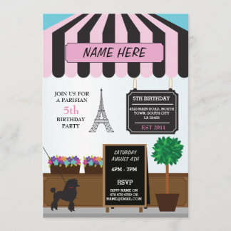Invitation Paris Café Parisien Tout âge Anniversaire Fête Inv