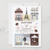 Invitation Paris Café Patisserie Baby shower (Devant)