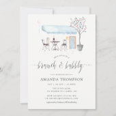 Invitation Paris Café Watercolor Brunch et Bubbly (Devant)