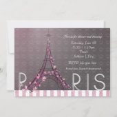 Invitation Paris Chic Étincelle Tour Eiffel Fête Douze Ans (Dos)