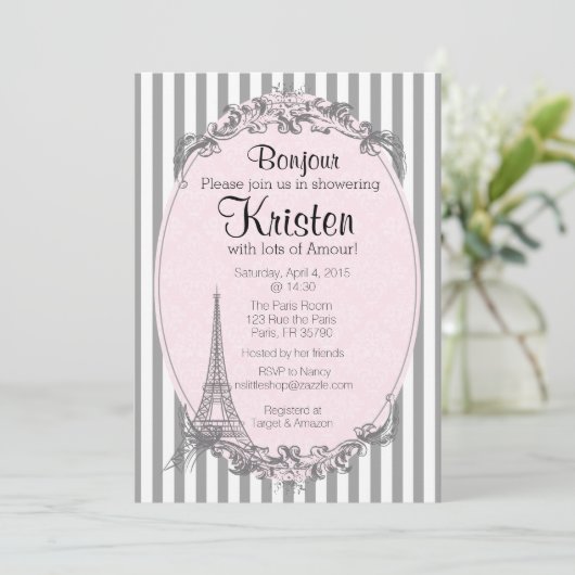 Invitation Paris Chic pour une douche (Debout devant)