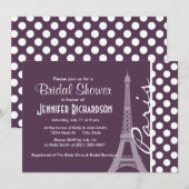 Invitation Paris ; Eggplant Purple Pois (Devant / Derrière)