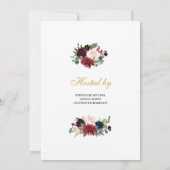 Invitation Paris eifel bouquet floral bordeaux nuptiale hiver (Dos)