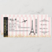 Invitation Paris Embarquement Pass Invitation, Bébé, Mariée (Devant / Derrière)