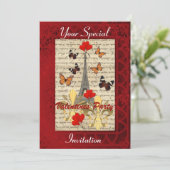 Invitation Paris et papillons Valentines (Debout devant)