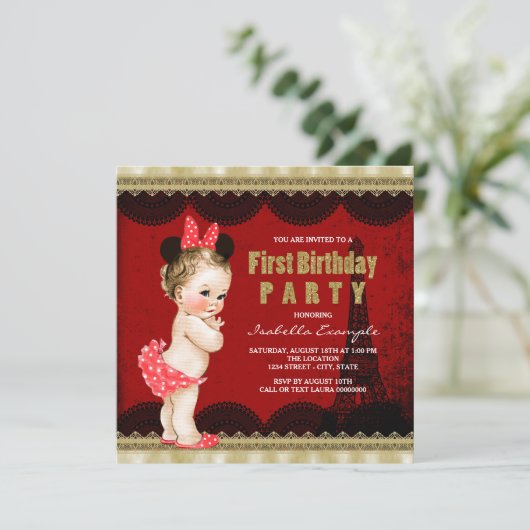 Invitation Paris fête d'anniversaire (Debout devant)