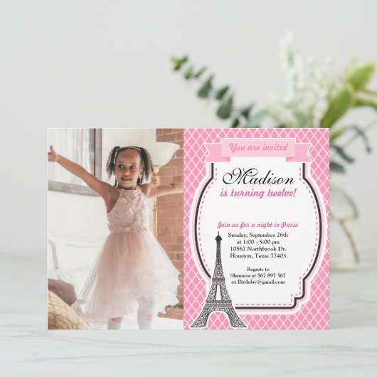 Invitation Paris Fille Fête d'anniversaire (Debout devant)
