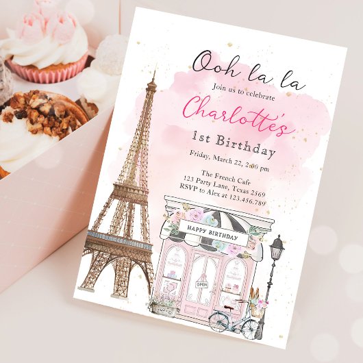 Invitation Paris français Café Parisien Fête du Thé Fille Ann