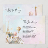 Invitation Paris France Passeport d'Anniversaire Insérer (Devant / Derrière)