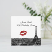 Invitation Paris France Skyline Kiss #1 BW Anniversaire (Debout devant)