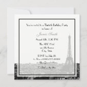 Invitation Paris France Skyline Kiss #1 BW Anniversaire (Dos)
