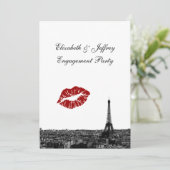 Invitation Paris France Skyline Kiss #1 BW V Fiançailles V (Debout devant)